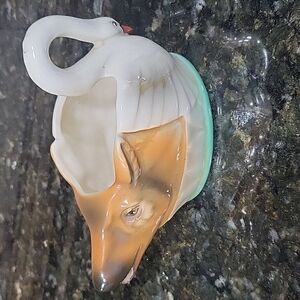 𝅺vintage Creamer Czech Elk/Moose Swan  Czechoslovakia early 1920's Pottery